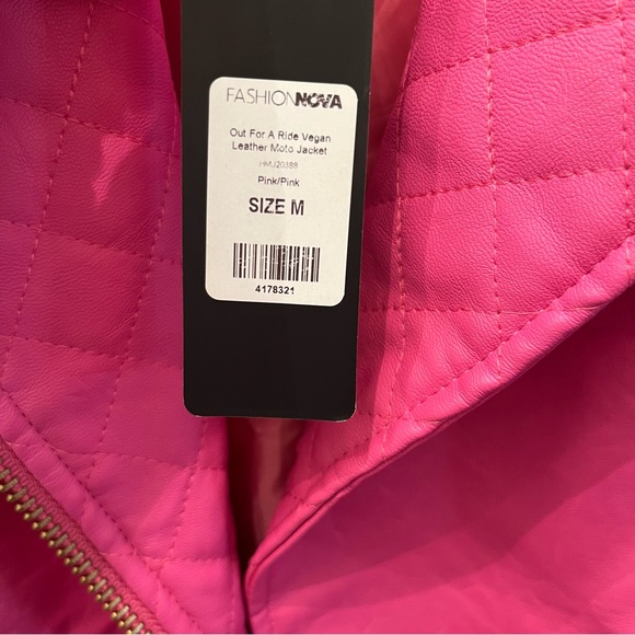 Vegan Leather Moto Jacket Pink Size M NWT - Picture 4 of 4